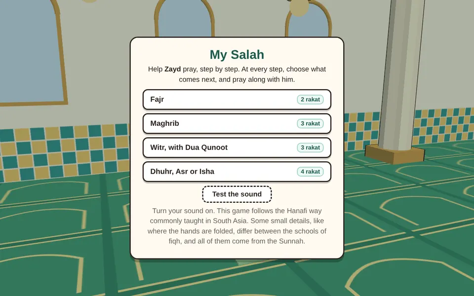 My Salah game screen
